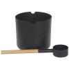 Aluminum Sauna Bucket, 7L Handmade Luxurious Bucket, Long Handle Sauna Aluminum Bucket, Spoon Black Perforated Grooved Set Sauna Barrel for Bathrooms view 1