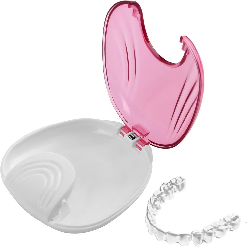 Press-to-Open Retainer Case, Portable Denture Box Teeth Retainer Box False Teeth Container for Denture, Braces, Mouth Guard (Pink) | F2 Medical Supplies