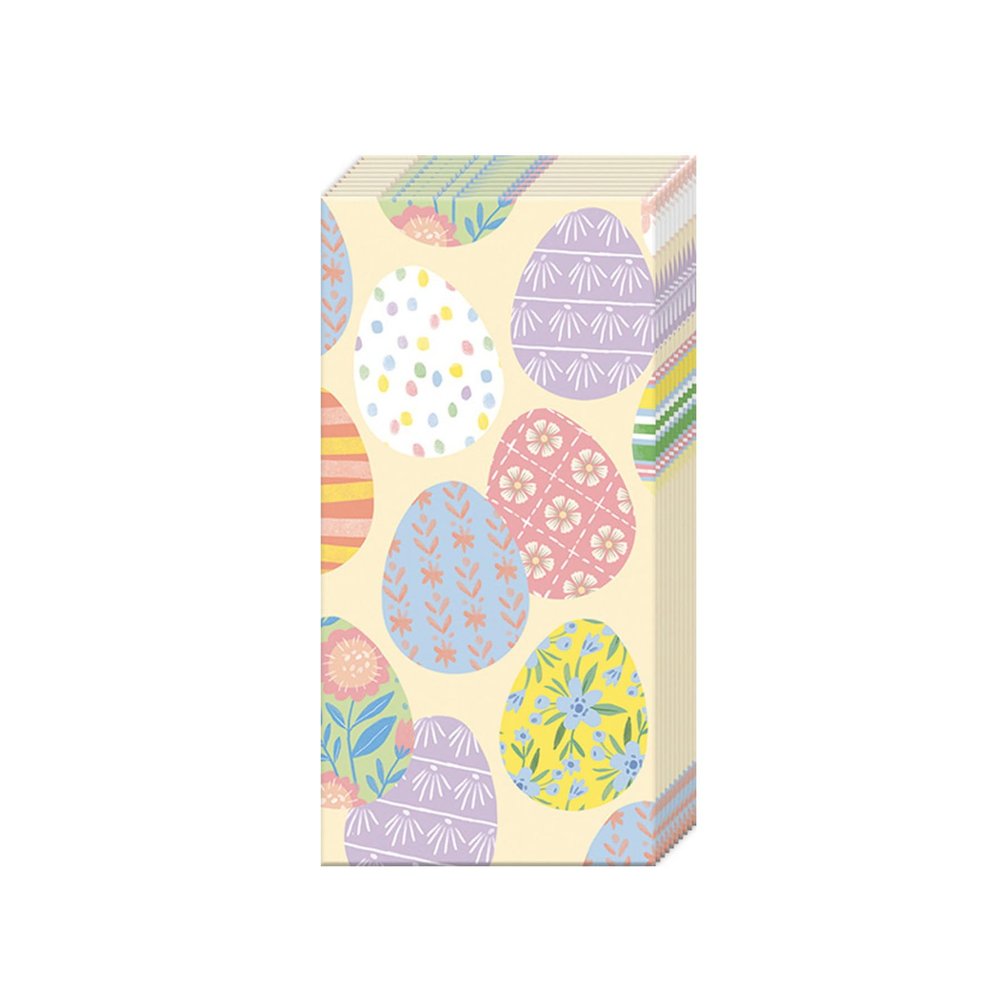 IHR - Pocket Tissues 1 Packet of 10 Individual 4-Ply Pocket Tissues 21 cm x 21 cm / 8 inch x 8 inch Eggstra Eggs Cream