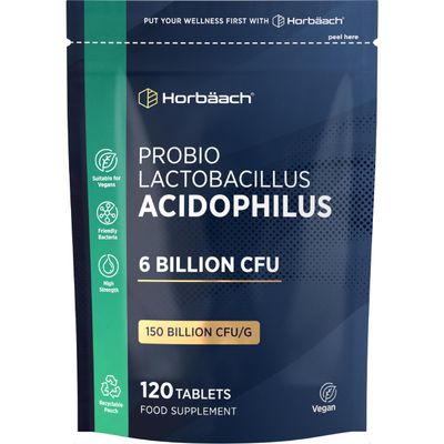 Lactobacillus Acidophilus ProBio 6 Billion CFU | High Strength Bio Cultures ProBio | 120 Vegan Tablets for Men & Women | by Horbaach