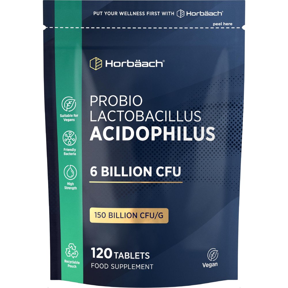 Lactobacillus Acidophilus ProBio 6 Billion CFU | High Strength Bio Cultures ProBio | 120 Vegan Tablets for Men & Women | by Horbaach