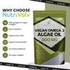 Vegan Omega 3 Algae Oil 500mg | 120 Vegan Softgels | DHA 200mg & EPA 100mg | Vegan Alternative to Omega 3 Fish Oil | Supports Eye, Brain & Heart Health | Essential Fatty Acid view 2