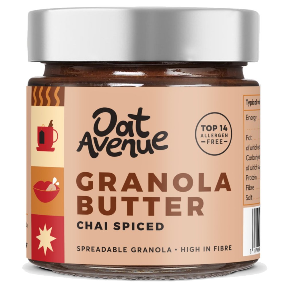 Oat Avenue Granola Butter - Vegan Spread & Protein Spread - Nut Free Peanut Butter Alternative - Gluten Free, Dairy Free, School Safe & Top 14 Allergen Free - Chai Spiced