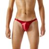 Beokeuioe Briefs Thongs for Men String Thong Sexy Briefs Patent Underwear Wetlook G-String Underwear for Sports T-Back Thongs Latex Briefs with Ring Latex Briefs, red, XL view 1