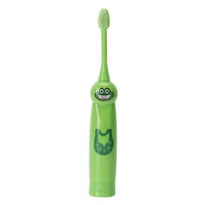 3 Colors Children Electric Toothbrush with 2 Brush Heads Cartoon Pattern Waterproof Teeth Cleaning Brush Gift for Kids(Green)