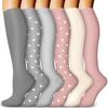 4 Pairs Copper Compression Socks for Women & Men Circulation 15-20 mmHg - Best Support for Nurses, Running, 03 A-gray/Pink, Small-Medium view 1