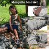 4 Pcs Midge Head Net Nylon Mosquito Head Protecting Net Midge Net Head Cover Fly Insects Bugs Preventing Cover for Outdoor Hiking Camping Fishing Climbing Walking Black view 3