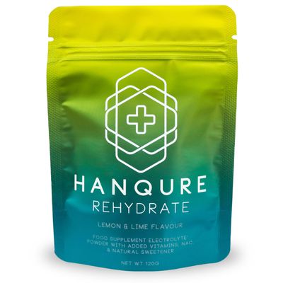 Hanqure Rehydrate | Hydration Powder Electrolyte Drink Mix to Rehydrate Fast Recovery Lemon Lime Flavour with NAC, Vitamin C, Magnesium. Hypotonic Effervescent Mix. 10 Servings per Sachet.