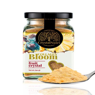 CrystalNutri Collagen Bloom 90g Better Then Freeze Dried Fruit - Concentrated Pineapple and sea Buckthorn Fruit Powder with Bovine Collagen - Low Temperature Drying Preserving Natural enzymes