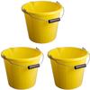 3x Yellow Strong Plastic Builders Bucket 3 Gallon Water Storage Bucket with Handle and Spout 14 Litre Pouring Lip Gardening Tool Easy To Clean and Use view 1