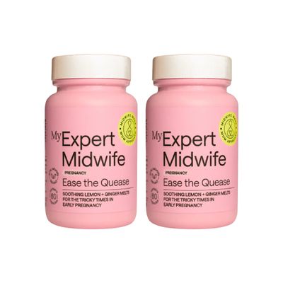 My Expert Midwife Ease The Quease Soothing Ginger Melts, Help Manage Morning Sickness in Pregnancy, Natural and Safe Relief from Nausea, Food Supplement - 120 Tablets (Pack of 2)