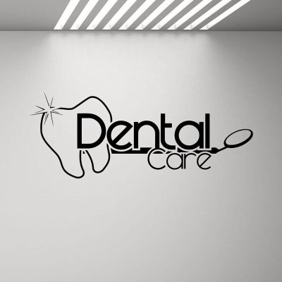 Dental Care Logo Wall Decal Vinyl Dentist Cabinet Poster Dental Dentistry Wall Decal Dental Clinic Window Decoration Mural 57X22 cm