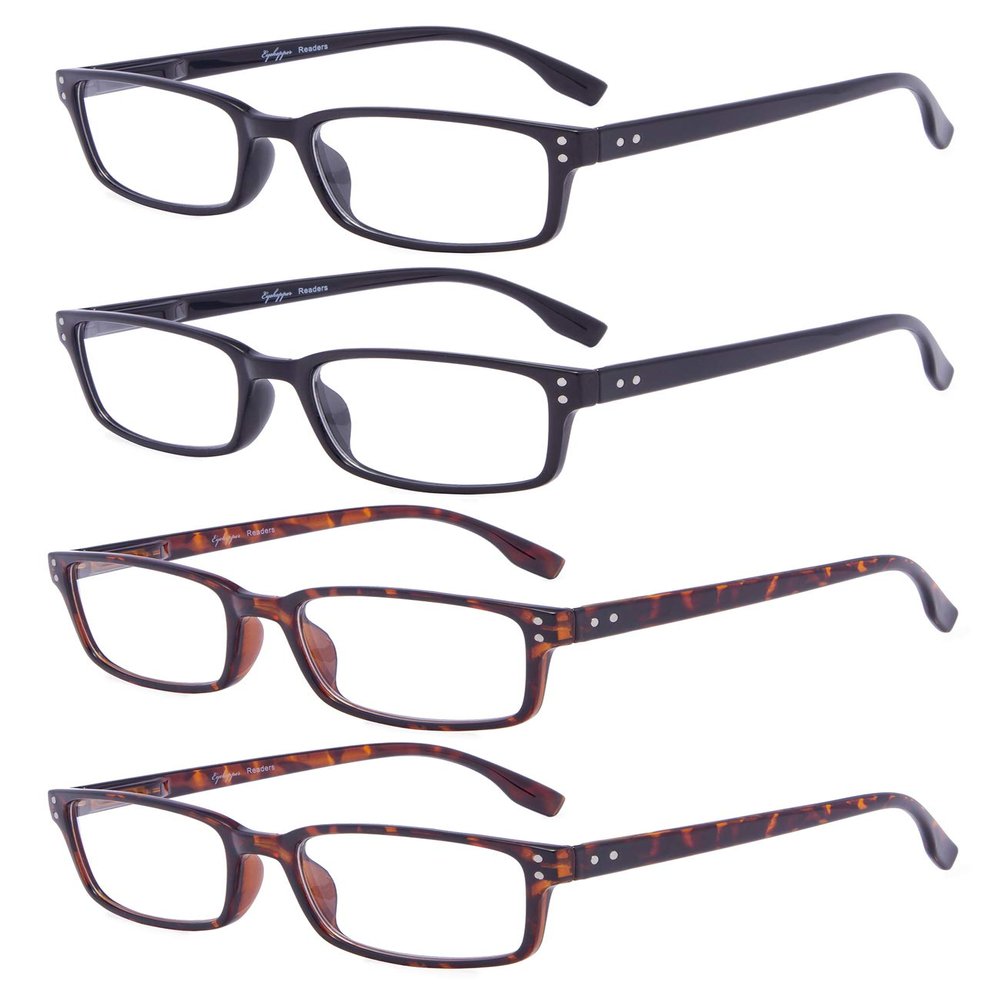 Eyekepper 4 Pack Reading Glasses Women - Comfort Readers Men2Tortoise-2Black+4.00