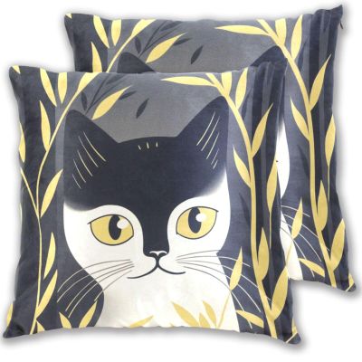 FRODOTGV Retro Yellow Abstract Cat Knee Pillow Case Pillow Cases with Zippers Baby Pillow Cases 2 Pack Washed Cotton Pillow Case Pillow Cover Bamboo