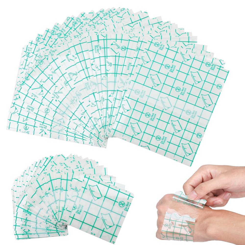 100PCS Waterproof Transparent Bandage Set, Tattoo Aftercare Film Dressing, Stretch Adhesive Patch for Daily Home Outdoor Shower Swimming Use 10cmx12cm/5cmx5cm