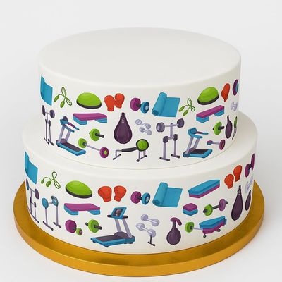 Orange Trading Dartmouth LTD A4 Edible Decor Icing Sheet GYM Border Edible Cake Topper Decoration