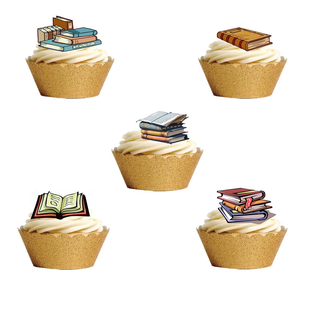 24 Stand Up BOOK Themed Edible Wafer Paper Cake Toppers Decorations