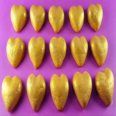 15 x edible 3D 30mm hearts, icing toppers, cake cupcakes decorations T059 (Gold Sparkle)