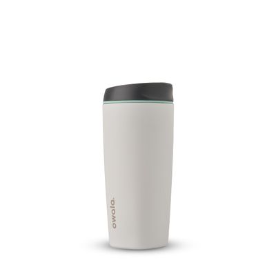 Owala SmoothSip Insulated Stainless Steel Coffee Tumbler, Reusable Cup, Travel Mug, 590ml, White (Cloudscape)