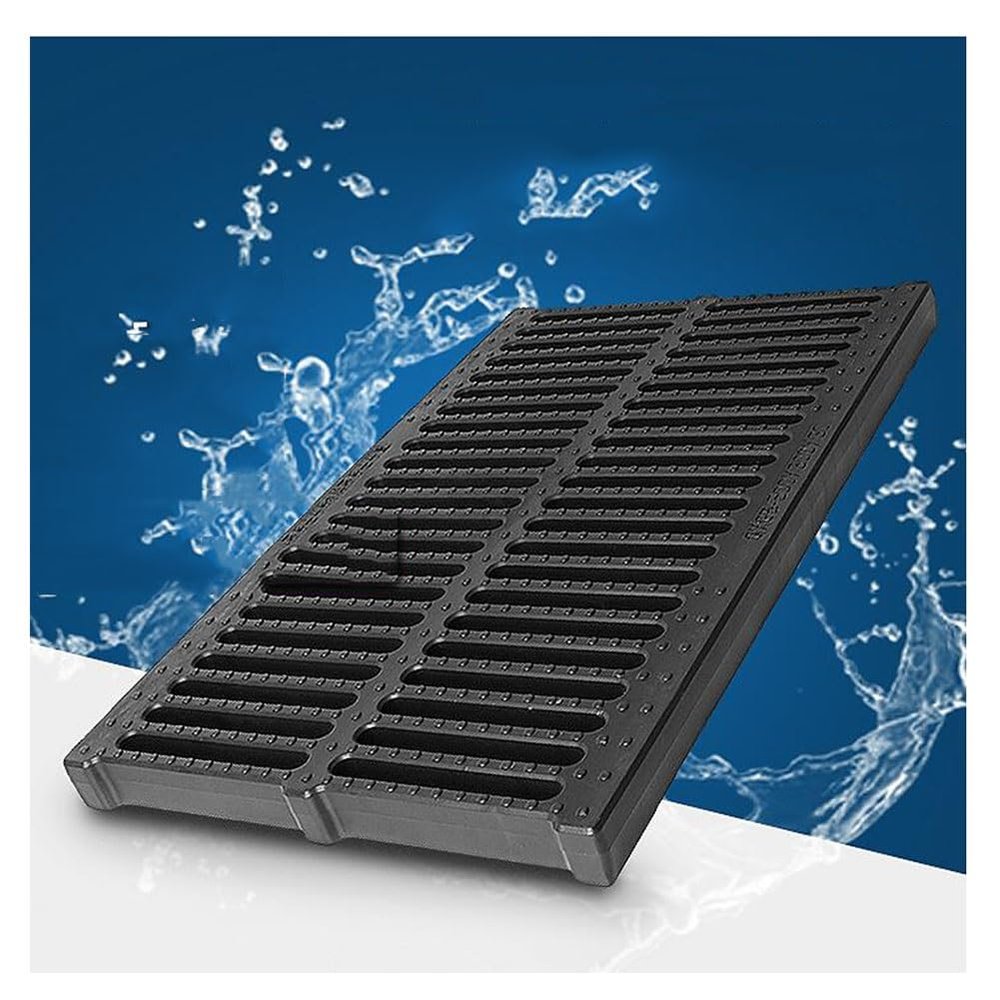 Linear Shower Drain- High Polymer Drain Strainers- Anti-clogging Prevent Items From Falling- Garage Sewer Cover- for Garden, Driveway (Color : Black, Size : 500x200x25mm)
