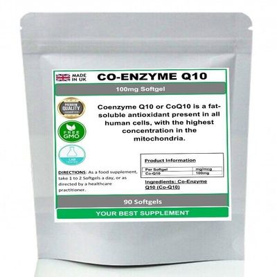 Co-Enzyme Q10 Softgel Capsules 100mg (High Strength Supplement) Co-Q10 90