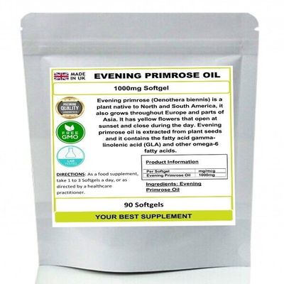 Evening Primrose Oil 1000mg Softgel Capsules (High Strength) GLA Supplement 120
