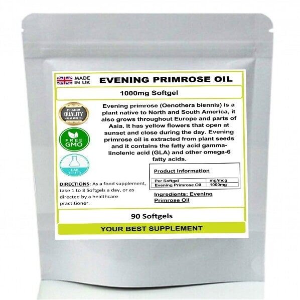 Evening Primrose Oil 1000mg Softgel Capsules (High Strength) GLA Supplement 120