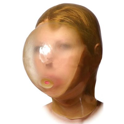 Buffny Halloween Hood face Masker,Sexy Natural Latex Head Cover Mask for Party Nightclub Prom Cosplay Fetish,Elastic,with Transparent Face and Ventilation Holes-transparent||XL