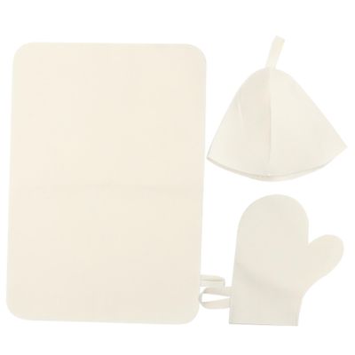 Gogogmee 1set Sauna Set Felt Sauna Hat Glove Pad Lightweight for Hair for Women and Family