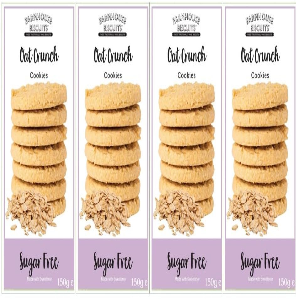 Farmhouse Biscuits, Sugar Free Oat Crunch Cookies 150g, Diabetic Friendly, Perfect for Gifting (8)
