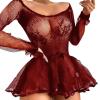 VOIV Sexy Women Plus Size perspective Transparent Mesh Lingerie Dress Sexy Underwear Nightdress Erotic Costumes Uniform Set view 1