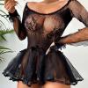 VOIV Sexy Women Plus Size perspective Transparent Mesh Lingerie Dress Sexy Underwear Nightdress Erotic Costumes Uniform Set view 2