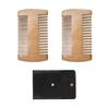 2 Mahogany Beard Combs, With A 10 * 10cm Black Leather Storage Bag, Reversible, Anti-static, Suitable For Hair And Beard view 1