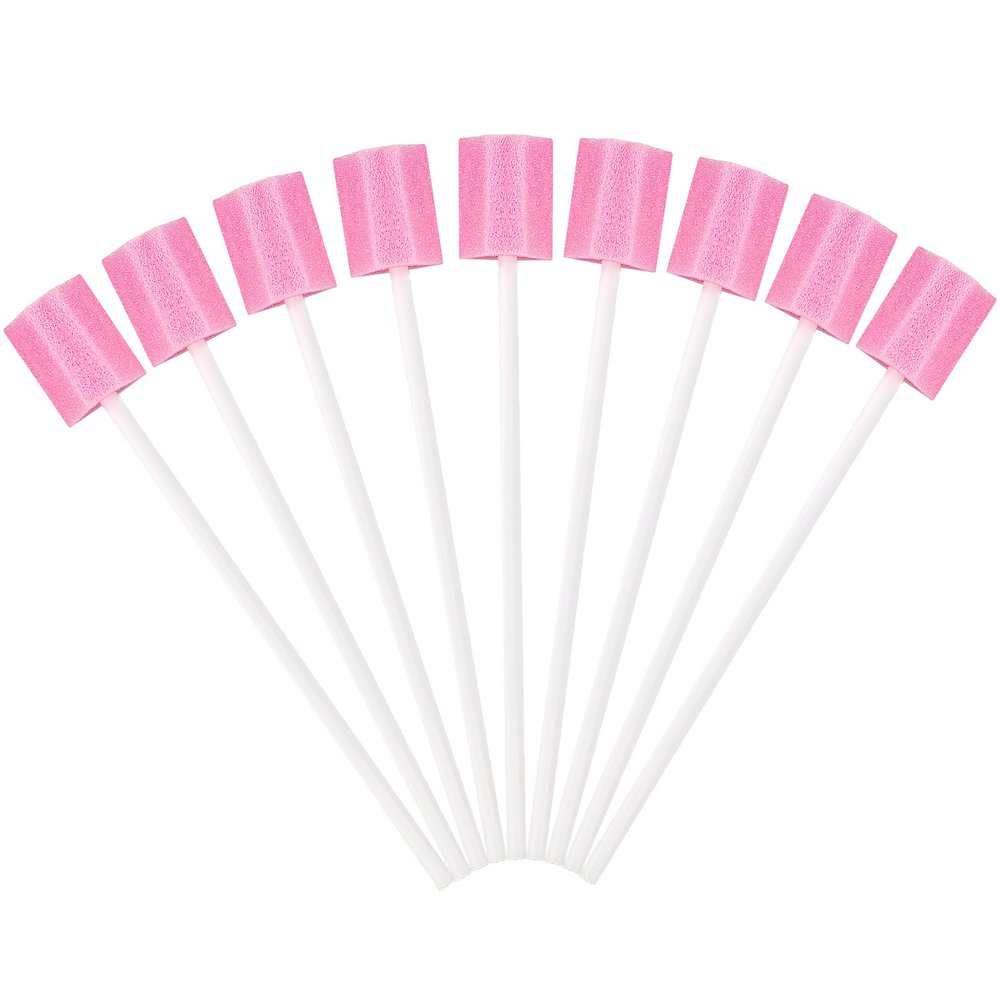 HXMJIED 100PCS Oral Swabs, Mouth Swabs Sponge for End of Life Care, Oral Care Sponge Swab, Swab Dental Stick, Disposable Mouth Cleaning Sponge Swab, Tooth Cleaning Tool, Foam Swab Sticks for Oral Care