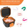 ARGOMAX Leak Proof Denture Bath Cup, Portable Soaking Denture Box, Denture Bath Case with Strainer, for Dentures and Braces (Black + Orange). view 4
