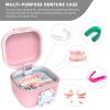 ARGOMAX Leak Proof Denture Bath Cup, Portable Soaking Denture Box, Denture Bath Case with Strainer, for Dentures and Braces (Pink + White). view 3