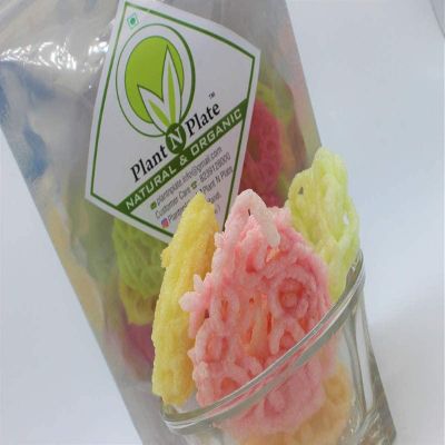 QURA Fryums Tasty Sago Jalebi Ready to Fry Tasty Homemade 3D Fryums Papad Snack Chips 200 Gram
