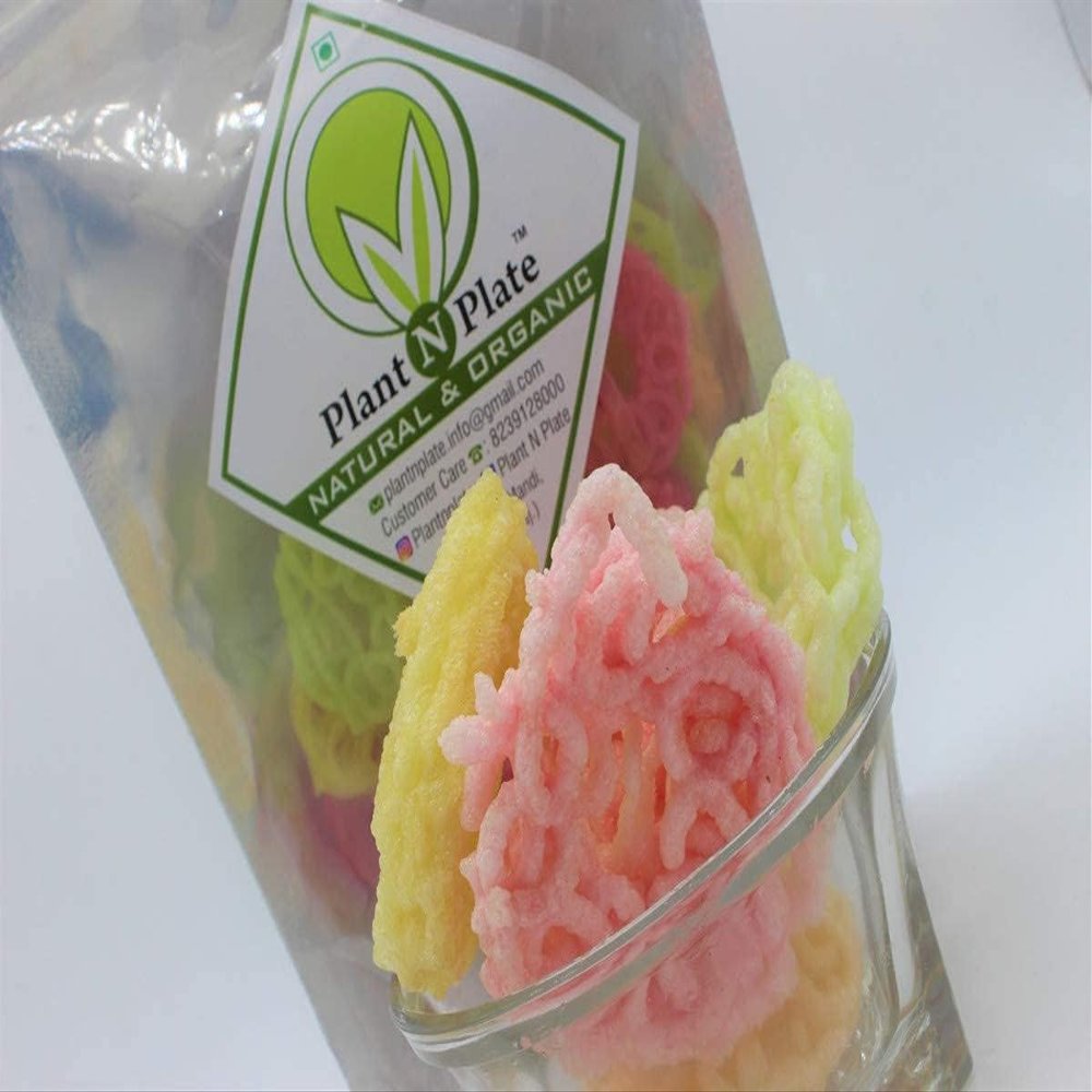 QURA Fryums Tasty Sago Jalebi Ready to Fry Tasty Homemade 3D Fryums Papad Snack Chips 200 Gram