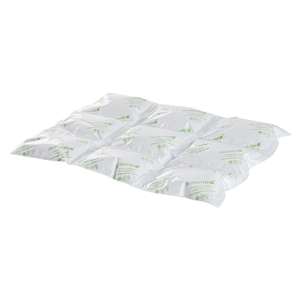 Restaurantware Delivery Tek 15.4 x 11.4 Inch Ice Sheets, 10 Durable Cold Packs - Easy-To-Use Design, Leakproof, Plastic Shipping Ice Packs, Reusable, For Frozen Meat, Vegetables, or Beverages