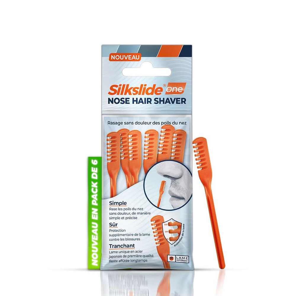 Silkslide Nose Hair Shaver, Nose Clippers 6 Pieces, Nose Shaver for Men, Women with a Blade, No Electricity, Hygienically Made in Germany