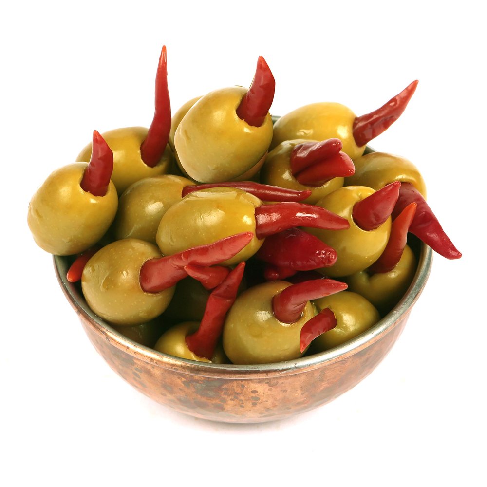 Dorri - Olives Stuffed Piri Piri In Extra Virgin Olive Oil 1.5kg | Green Olives, Pickled Piri Piri, Mediterranean Flavour, Healthy Party Snack (From 250g to 3kg)