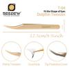 SEEEDEW Tweezer for Eyelash Extensions - 1 PCS Stainless Steel Curved Pointy Dolphin Tweezer Professional Isolation Precision Tools for False Lash Application, Beginner(Golden) view 2