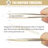 SEEEDEW Tweezer for Eyelash Extensions - 1 PCS Stainless Steel Curved Pointy Dolphin Tweezer Professional Isolation Precision Tools for False Lash Application, Beginner(Golden) view 3