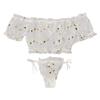 Bowknot Set Pyjamas Embroidery Bra Strapless Pyjamas Women's Lace Sexy Lingerie Catsuit, White, L view 1