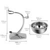 Linkidea Universal Safety Razor Brush Stand with Shaving Bowl, Men's Stainless Steel Grooming Holder and Soap Bowl for Bathroom, Compatible with Gillette Vector 3 (Silver) view 4