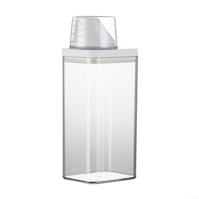 1500ml Laundry Detergent Dispenser, Reusable Washing Up Powder Container Soap Detergents Storage Box with Measuring Cup for Scent Booster Beads/Small Solid Grain