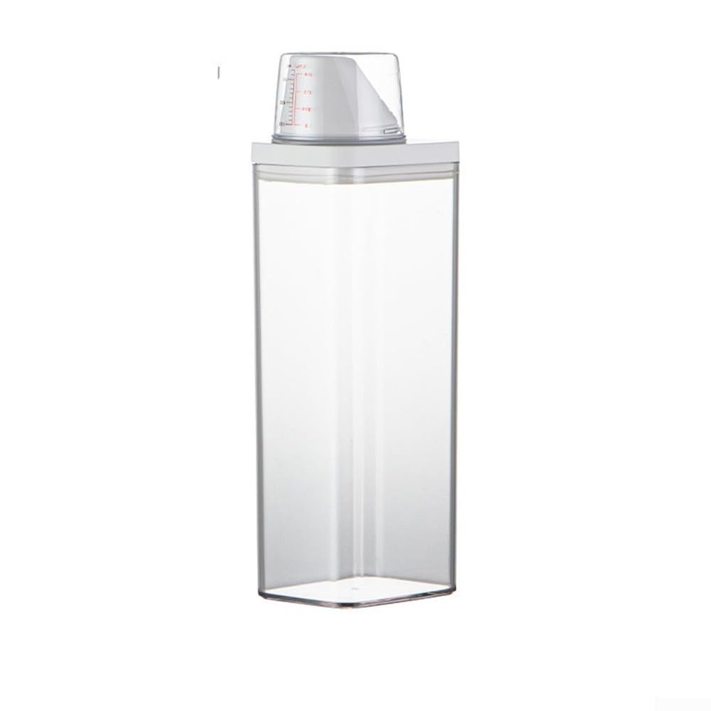 1900ml Laundry Detergent Dispenser, Reusable Washing Up Powder Container Soap Detergents Storage Box with Measuring Cup for Scent Booster Beads/Small Solid Grain