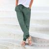 2023 Women's Summer Casual Cotton Linen Fabric Trousers Linen Trousers Women's Summer Capri Summer Trousers Women's Lightweight 7/8 Fabric Trousers Women's Summer Trousers TY, P1-dark blue, XXXL view 2