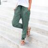 2023 Women's Summer Casual Cotton Linen Fabric Trousers Linen Trousers Women's Summer Capri Summer Trousers Women's Lightweight 7/8 Fabric Trousers Women's Summer Trousers TY, P1-dark blue, XXXL view 3