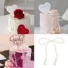 10PCS White Imitation Pearl Bow Cake Decorations Birthday Party Bow Dots Cupcake Toppers for Children's Birthday Baby Shower Party Cake Decorations Supplies view 2